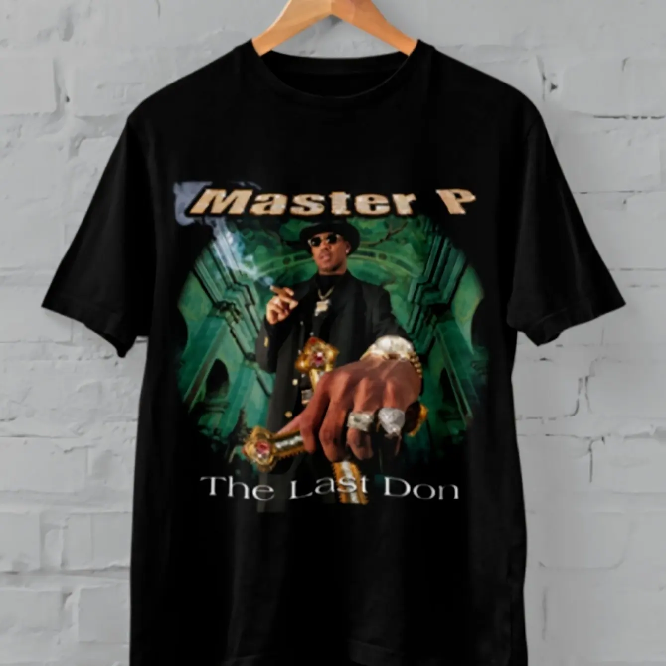 

Мужская футболка с рисунком Master P The Last Don, черная уличная футболка в стиле хип-хоп с золотыми цепочками, дизайн ювелирных изделий, повседневная футболка с коротким рукавом