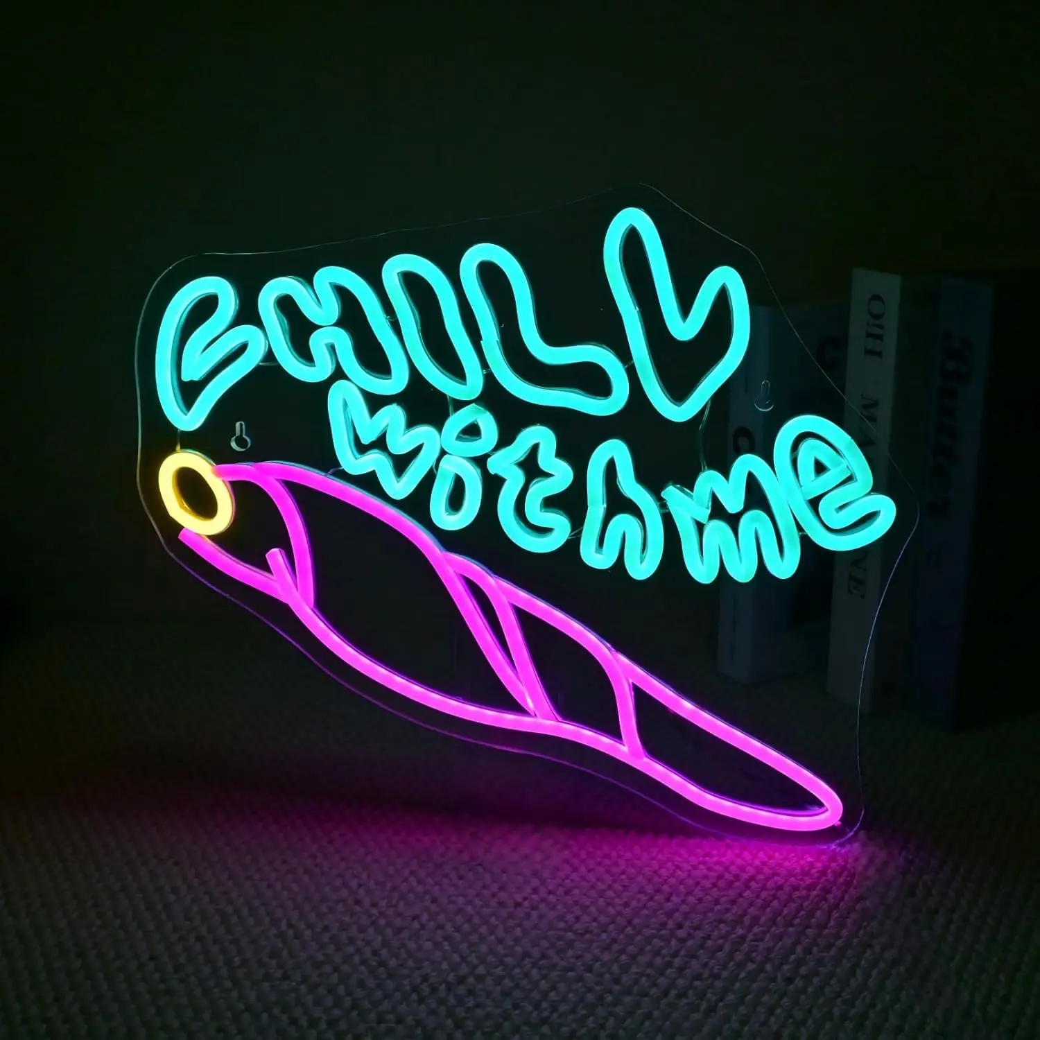 

Chill With Me Neon Sign Dimmable Wall Lights for Bookshop Bedroom Man Cave Office Club Decor Electronic Art Draw Birthday Gifts