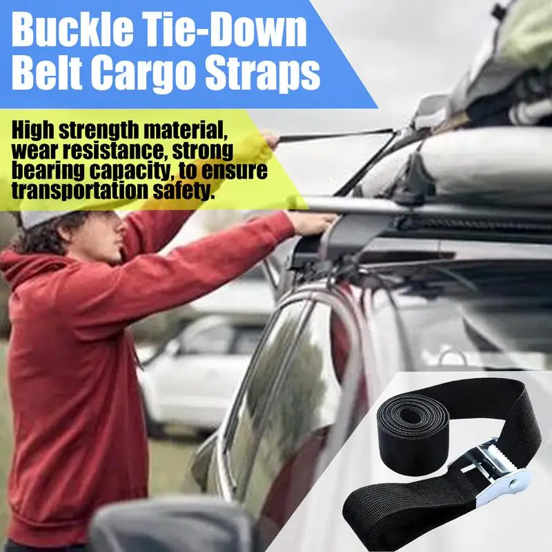 Roof Rack Tie Downs Alloy Buckle Tie-Down Belt Truck Accessories Roof Rack Cargo Carrier Heavy Duty Adjustable Utility Strap For