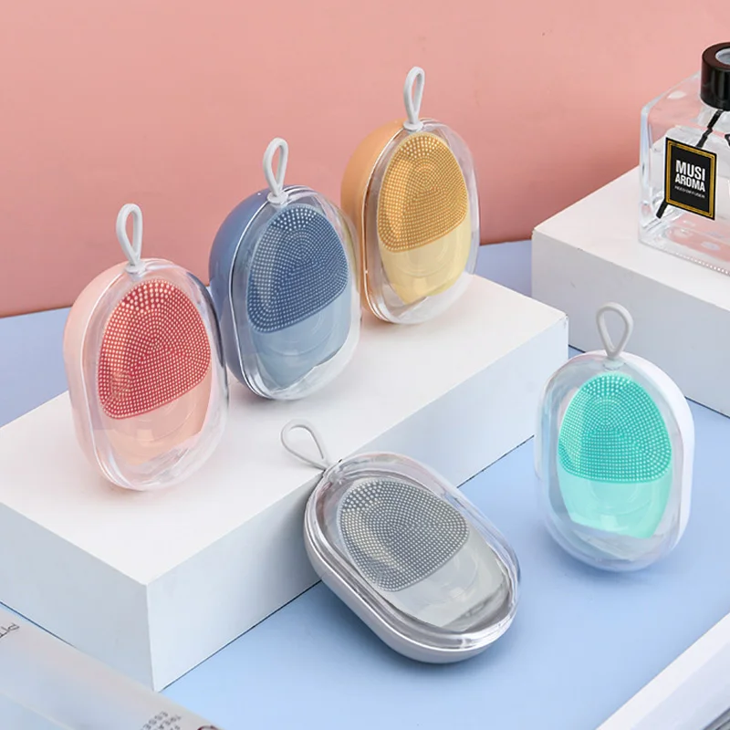 المحمولة بالموجات فوق الصوتية أيون سيليكون منظف للوجه مقاوم للماء الجلد الغسيل مُدلك بالاهتزاز فرشاة تنظيف الوجه للعناية بالجمال