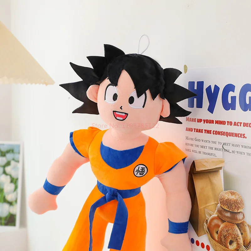 90cm Large Dragon Ball Son Goku Plush Toy Super Saiyan Kakarotto Soft Stuffed Plushies Doll Large Size Pillow Kids Birthday Gift