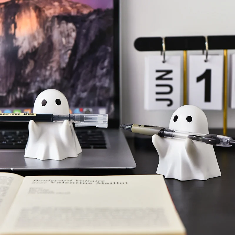 

Spooky Ghost Pen Holder Cute Ghost Decor Creative Desk Ornament Quirky Adorable Pencil Stand