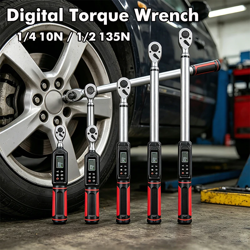 

Цифровой динамометрический ключ 2.025-135 Н·м с зуммером и LED-индикацией, привод 1/4", 3/8", 1/2", точность ±2% для велосипедов, мотоциклов, автомобилей