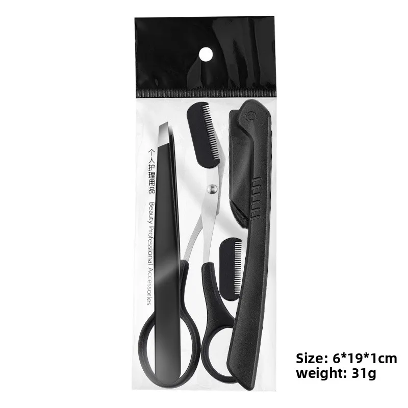 Multi‑function Eyebrow Grooming Kit, Anti‑scratch Eyebrow Razor, Tweezer, Scissors, Spoolie Brush & Eyebrow Pen Makeup Set