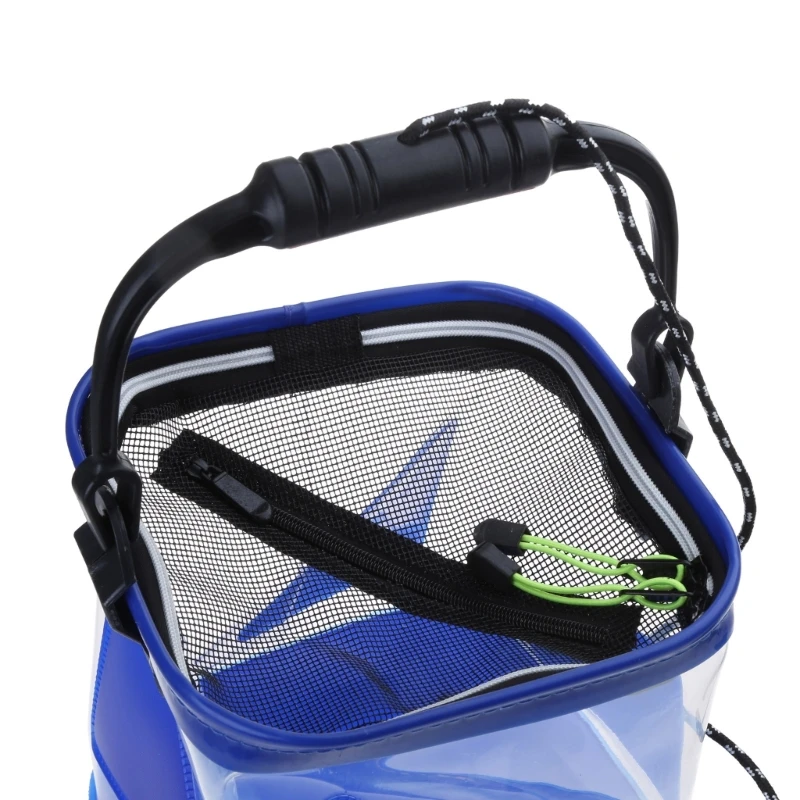 Contenedor agua cebo para peces portátil, cubo pesca transparente plegable