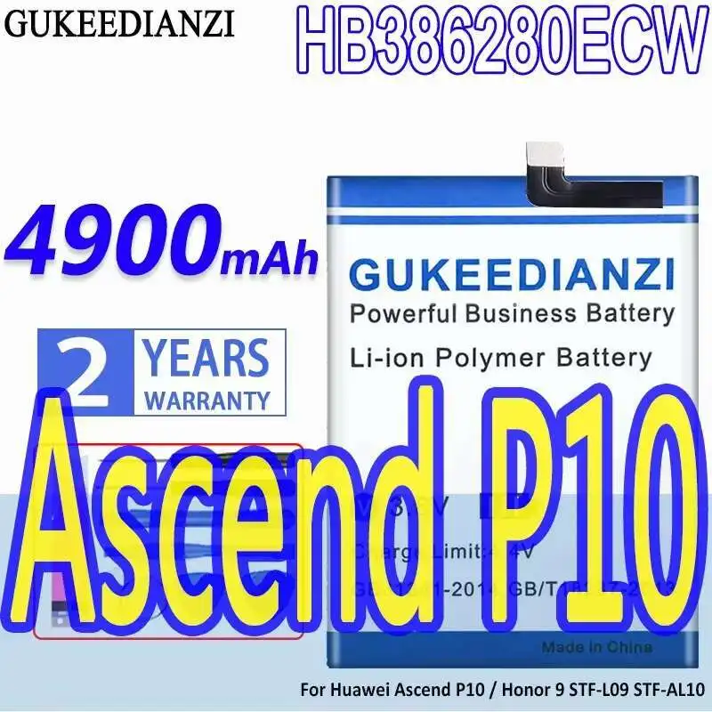 

Mobile Phone Battery Safe 4900Mah HB386280ECW For Huawei Ascend P10 Honor 9 Stf-L09 Stf-AL10