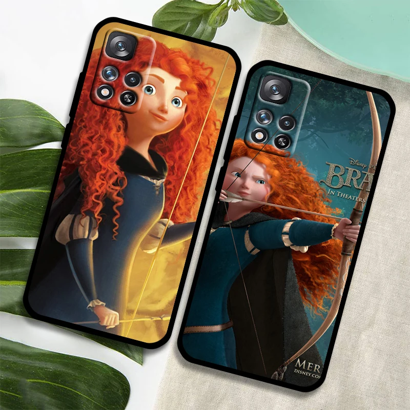 Disney Brave Merida Princess For Xiaomi Redmi Note 12 11 11T 10 9 8 7 6 5 Pro 5G 4G Silicone Soft Shockproof Black Phone Case