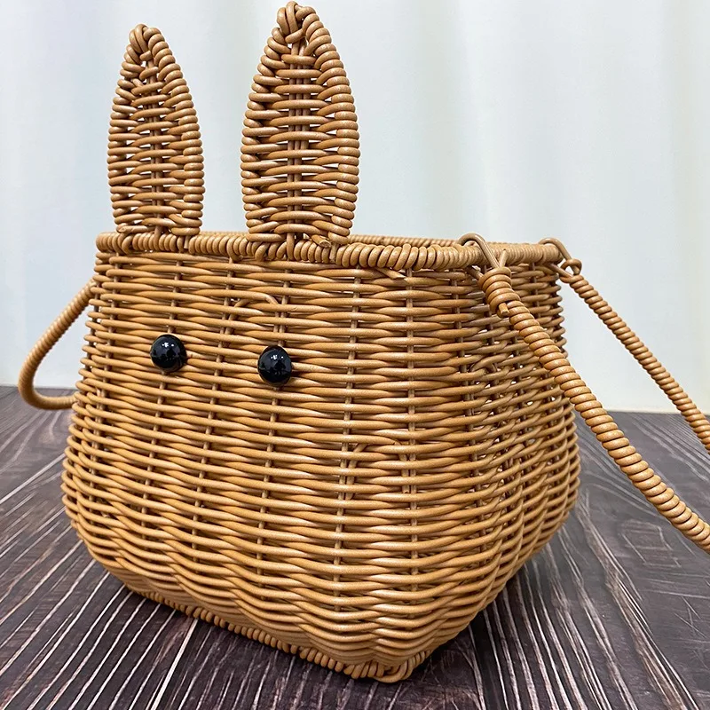 Go Out Hand Basket New Imitation Rattan Hand-woven Wedding Gift Storage Basket Rabbit Photo Prop Basket Fruit Basket