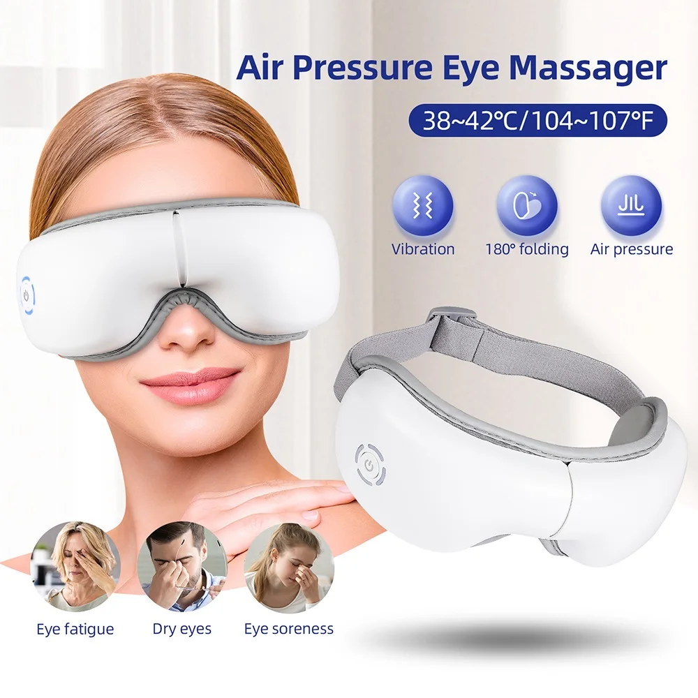 Masajeador de Ojos con Calor, Amasamiento y Vibración 3D, Alivia la Fatiga Ocular, Relaja los Músculos Oculares, Herramientas para el Cuidado de los Ojos