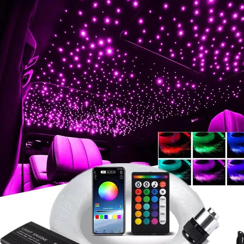 16W RGB Fiber Optic Starry Sky Decorative Light Shooting Star Light Set LED Fiber Optic Light with PMMA Fiber Optic Cable