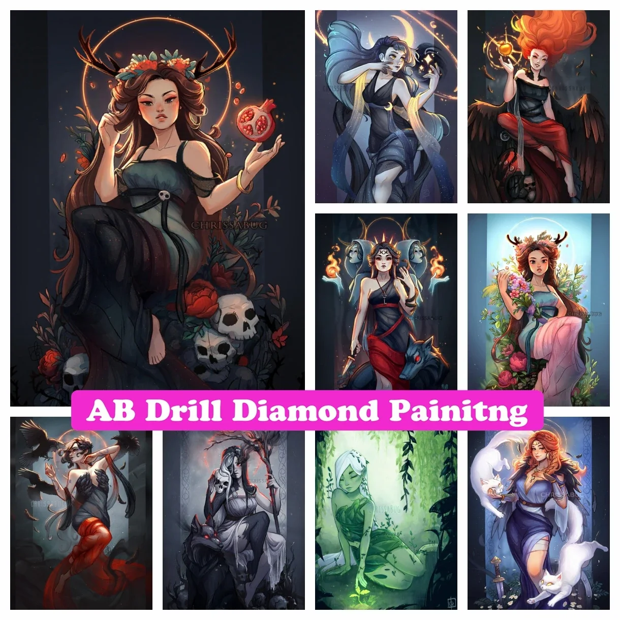 

Mythical Goddess DIY AB Drill Diamond Painting Mosaic Embroidery Dark Gothic Fantasy Art Cross Stitch Handmade Craft Home Decor