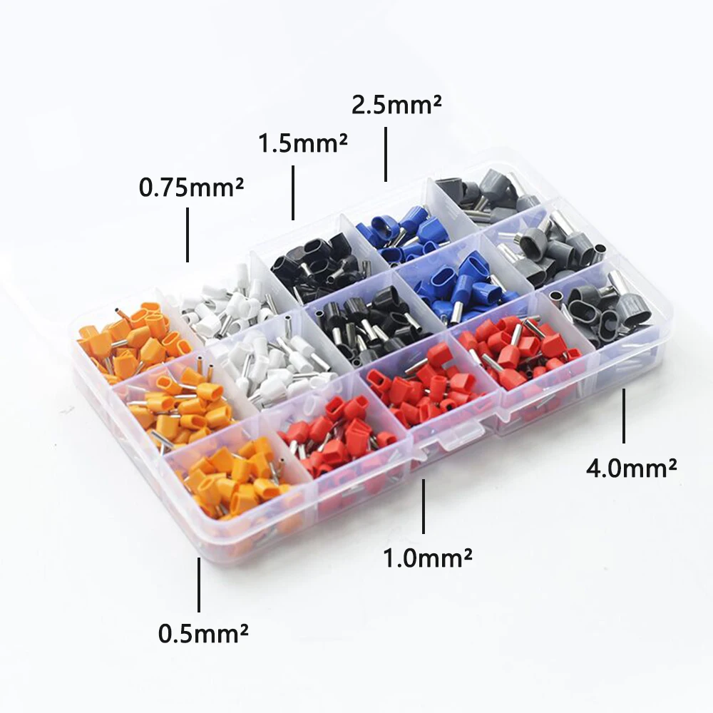 520PCS Dual Bootlace Ferrule Kit Set Electrical Crimp Crimper Cord Wire End Terminal