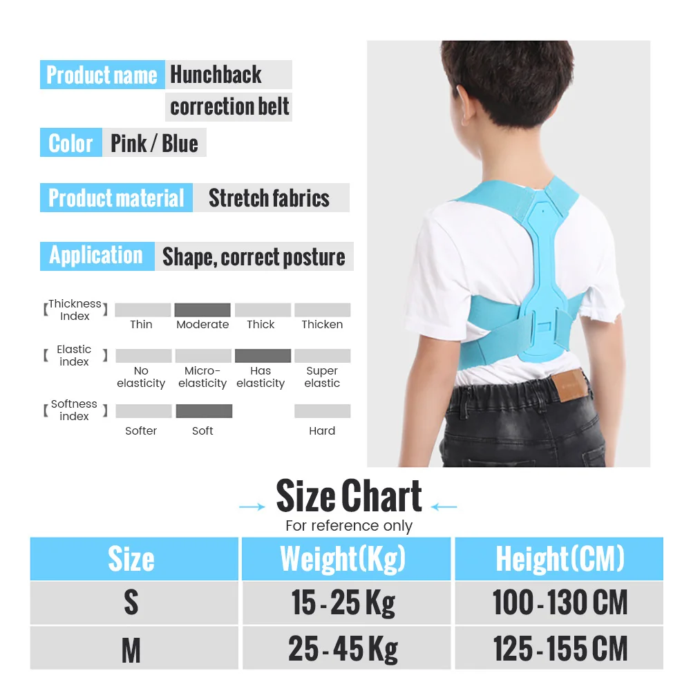 Back Brace Posture Corrector for Children Kids Back Straightener Scoliosis and Hunchback Correction Adjustable Posture Trainer