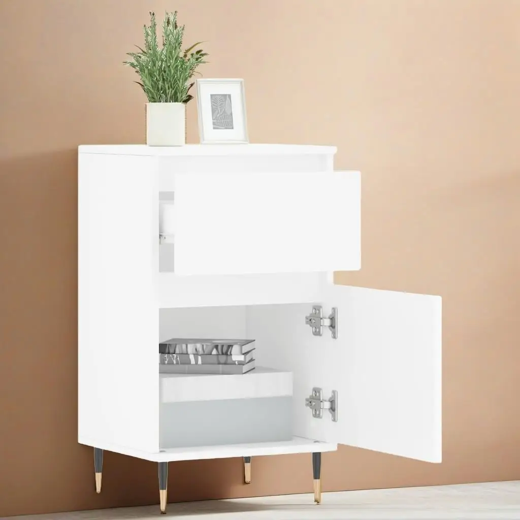 Set of 2 White Engineered Wood Sideboards - 40x35x70 cm Storage Cabinets