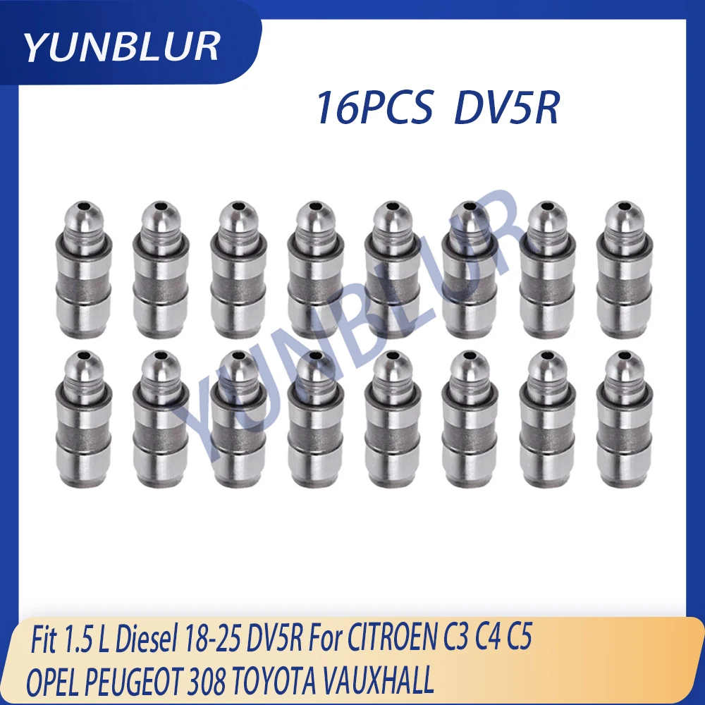 DV5R Engine 16x Rocker Arm / 16x Valve Lifters Kit Fit 1.5 L Diesel 18-25 For CITROEN C3 C4 C5 OPEL PEUGEOT 308 TOYOTA VAUXHALL