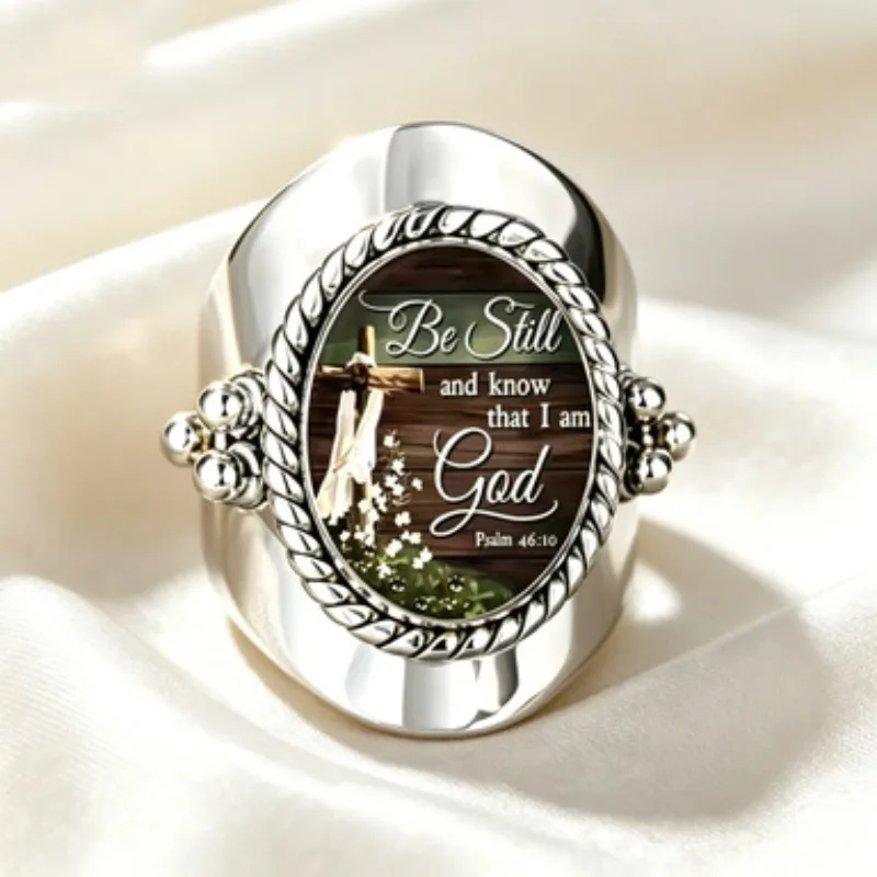 European and American new fashionable retro twisted rope oval gorgeous open screen peacock floral printing women's ring