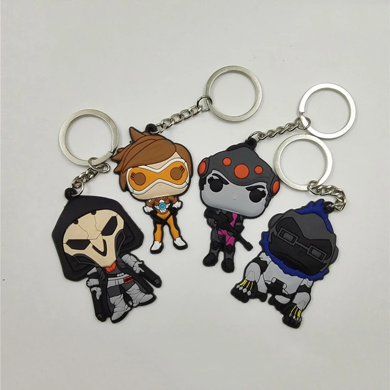 Game Overwatch Logo D.va Keychains Widowmaker Tracer Jack Morrison Figure Pendant Keyring For Car Bag Key Ring Accessories