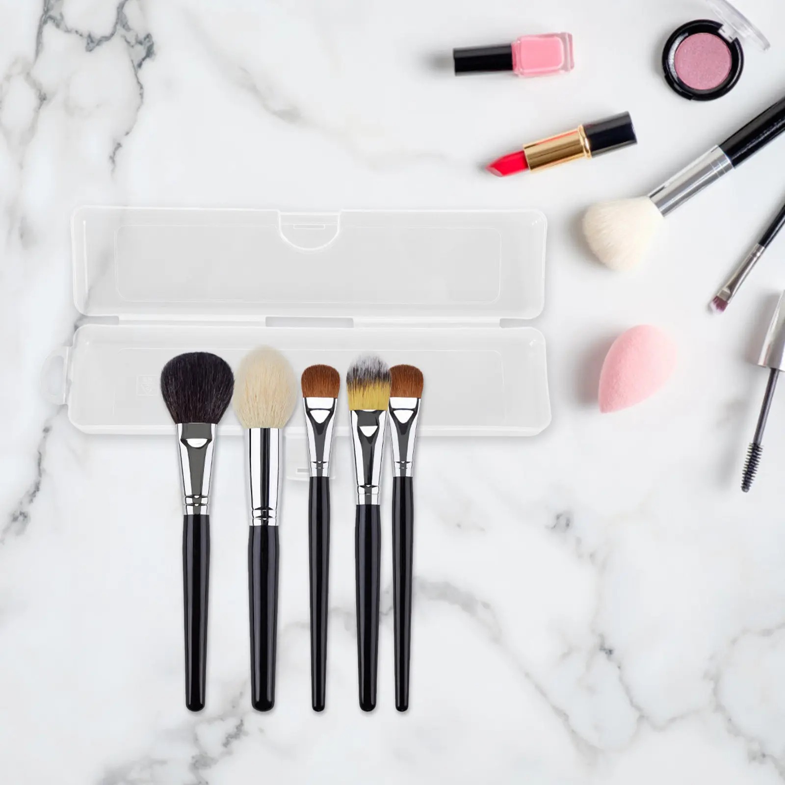 قطعتان من حامل الفرشاة المدمج للسفر مع غطاء لتخزين الفرش وأقلام الكحل
