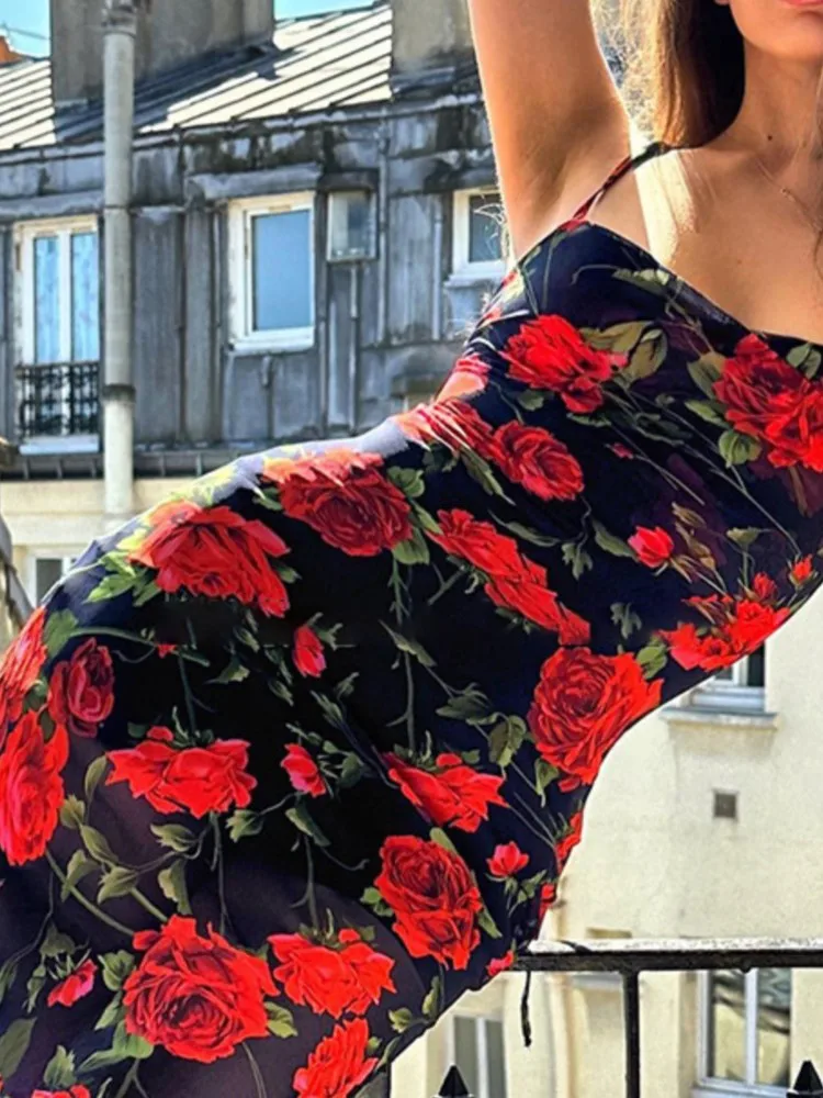 Fashion Print Dress Lady Elegant Sexy Sleeveless Spaghetti Strap Package Hip Backless Slim Dresses Women Holiday Party Skirt New