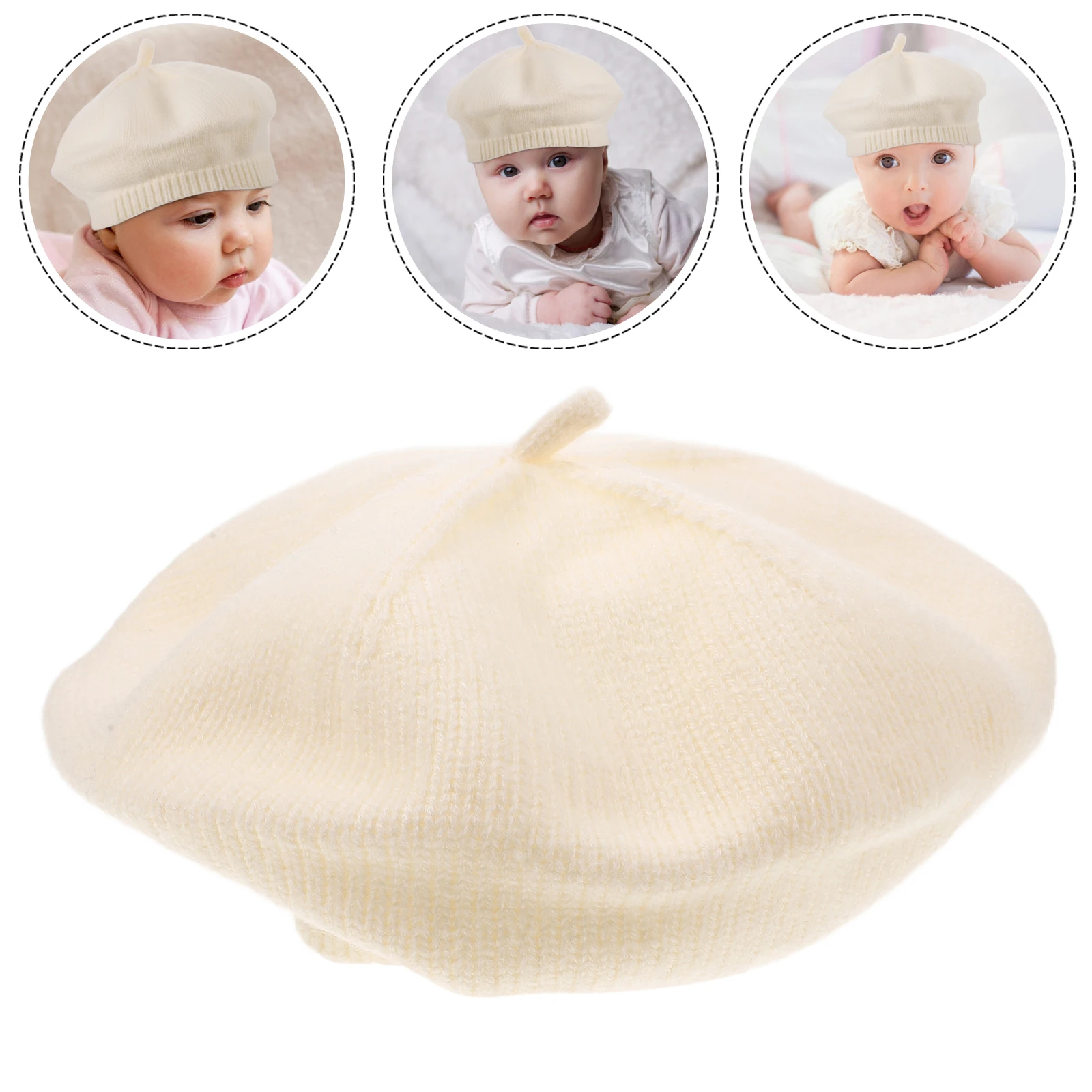 

30pcs Warm Knitting Kids Beret Hat Creative Fashionable Retro Cap For Children Outdoor Casual Girls Decorative Baby Hats