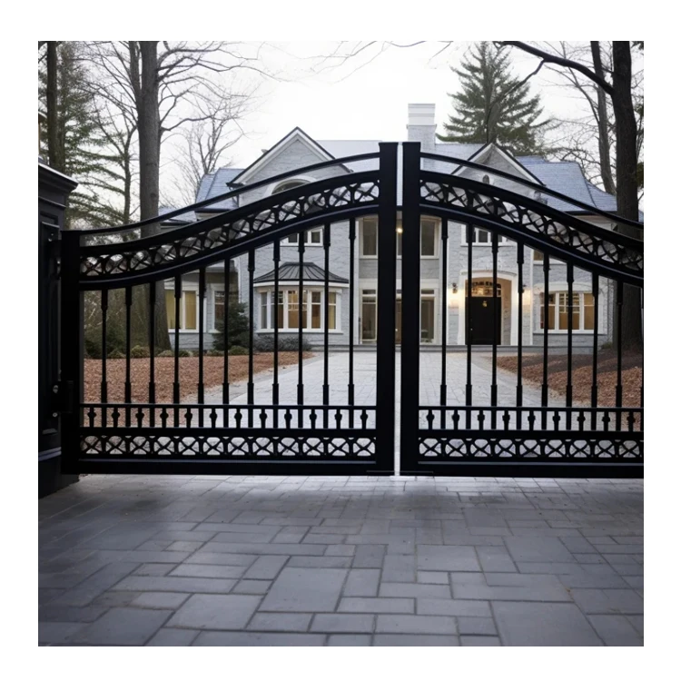 Custom Metal Gate Driveway Entry Doors Arches Iron Gate Exterior Door Front Entry Doors Wrought Iron Gate Double Iron Gates