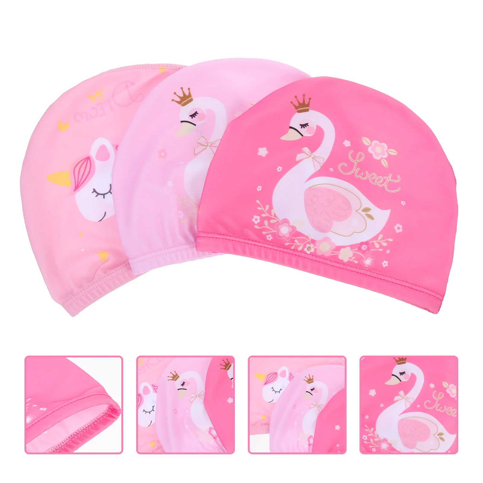 

Swimming Hat Kids Unisex Cap Polyester Caps Supply Portable Bathing Pink Cartoon
