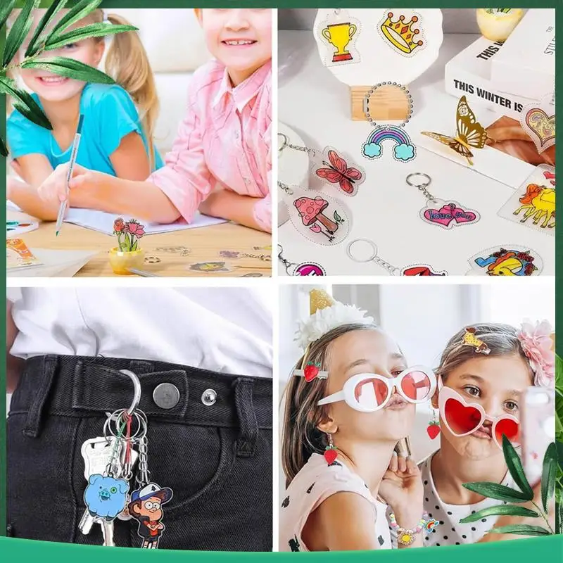 

(НОВИНКА) 160 шт. набор термоусадочных пластиковых листов, 7,9 х 5,7 дюйма, листы термоусадочной бумаги и брелки, аксессуары для изготовления детей, рукоделие своими руками