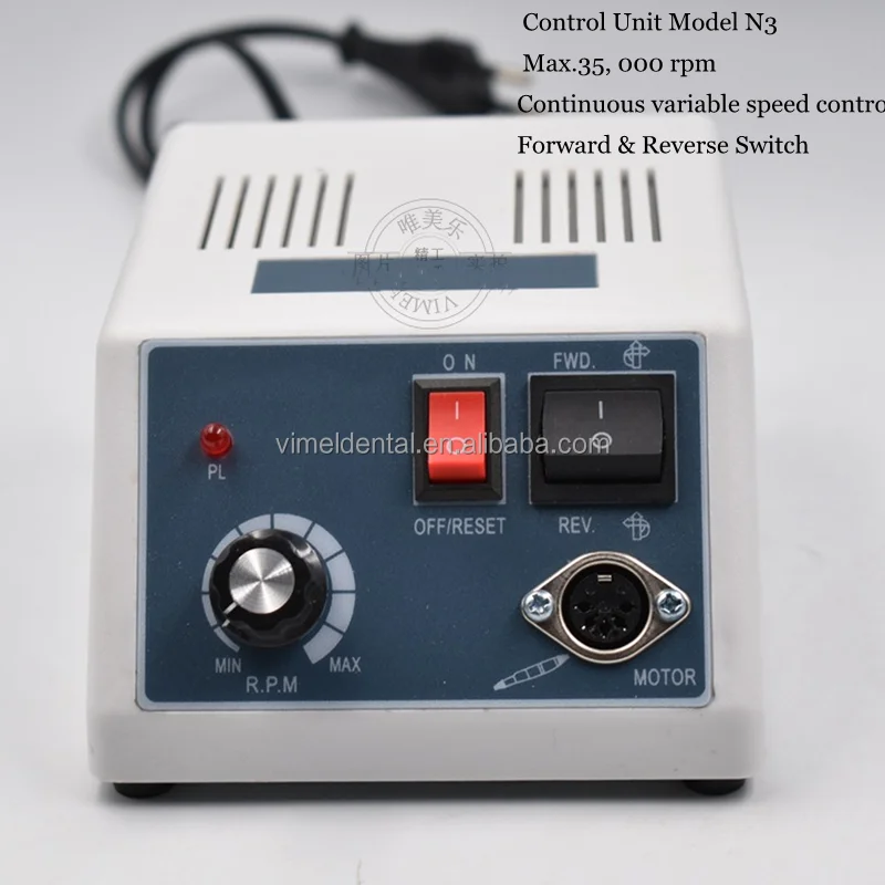 Portable Lab Nail Drills 35,000RPM With Contra Angle & Straight Handpiece N3 Micromotor for Stone Jewelry Denture