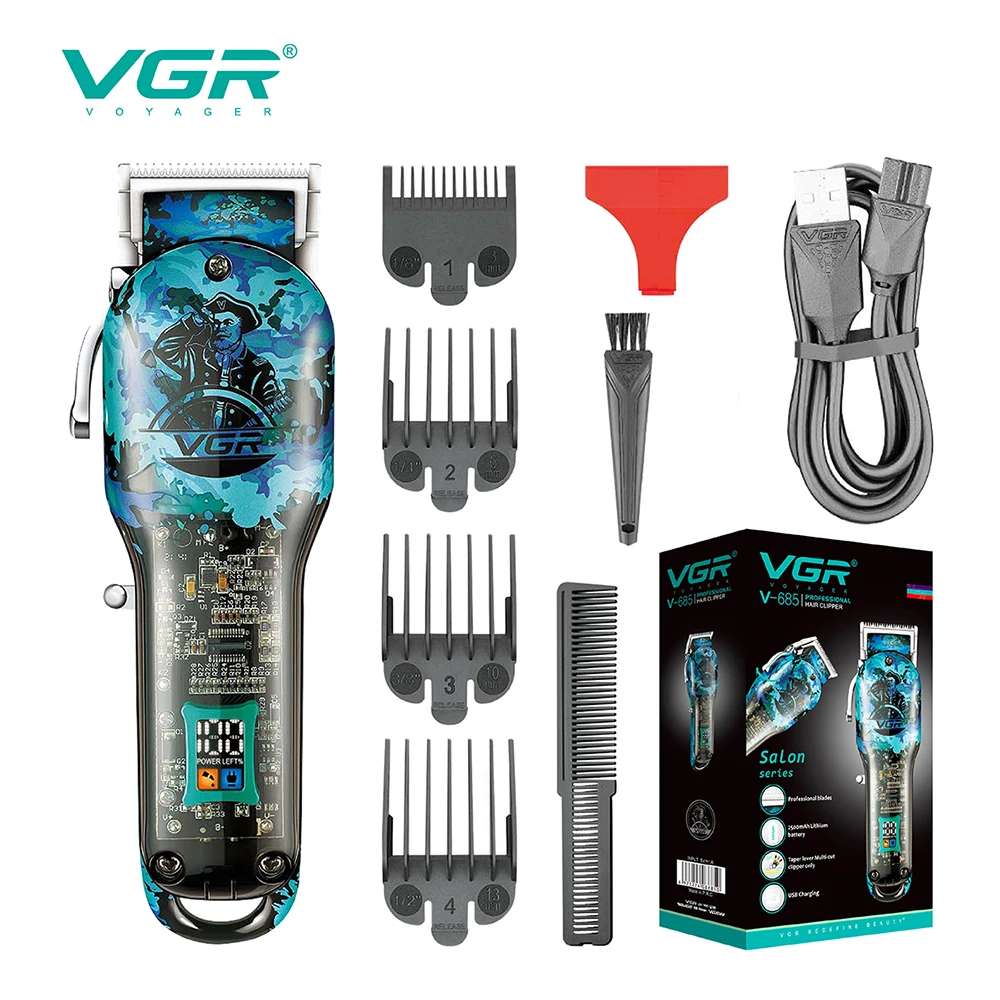 VGR Professional Hair Clipper Rechargeable Hair Trimmer For Men Shaver Hair Cutting Machine Barber Accessories Cut Machin Beard