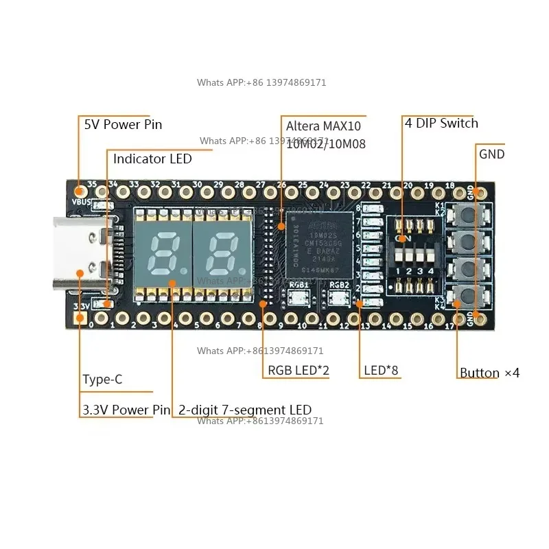 FPGA Development Board MAX10 10M02SCM 10M08SAM with USB Programmer DIP40 Package for Learning and Prototyping