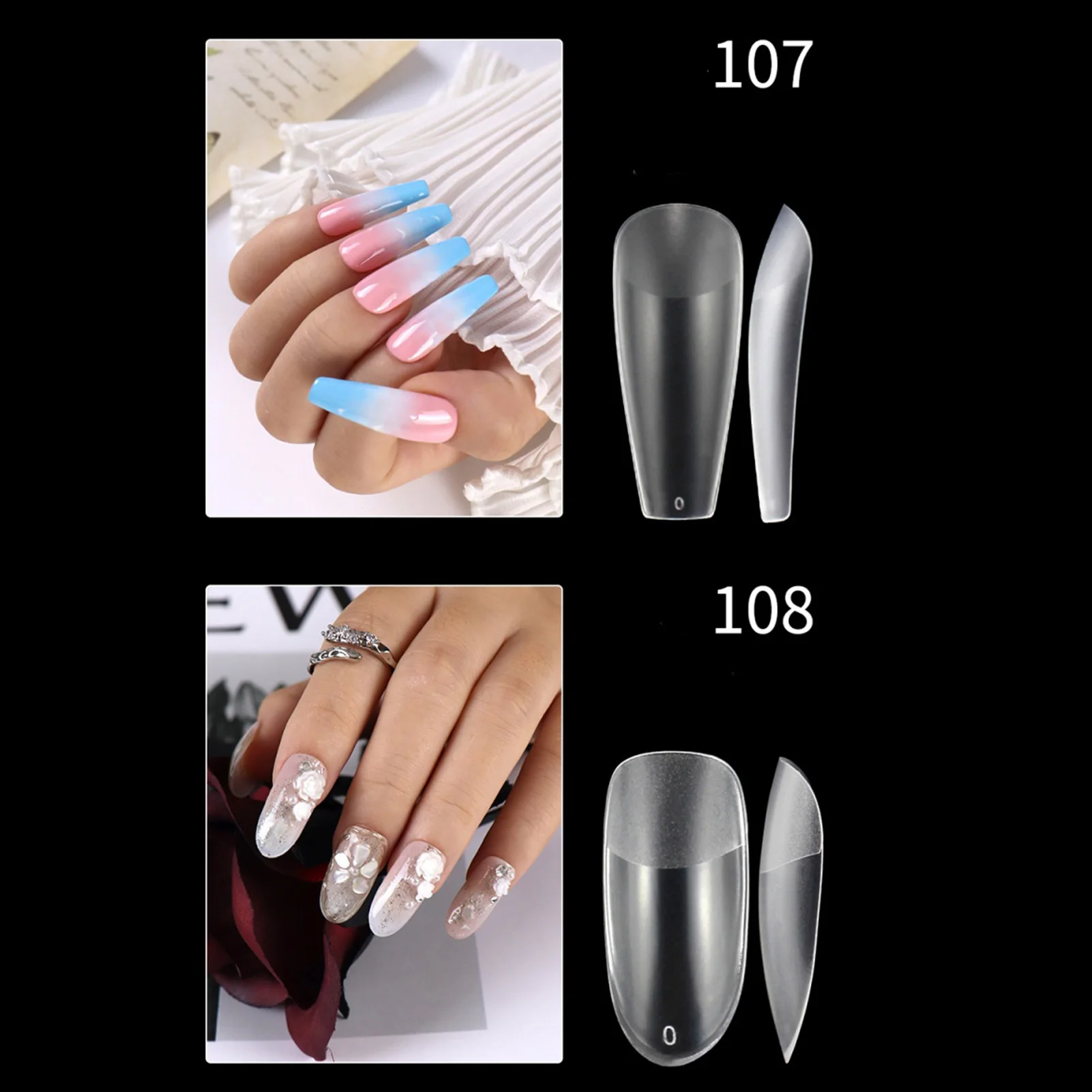 Extension Acrylic Nail Molds Sets Multi Shape Ultra Thin Plastic Nail Art Patches Suitable for Holidays Women Gift