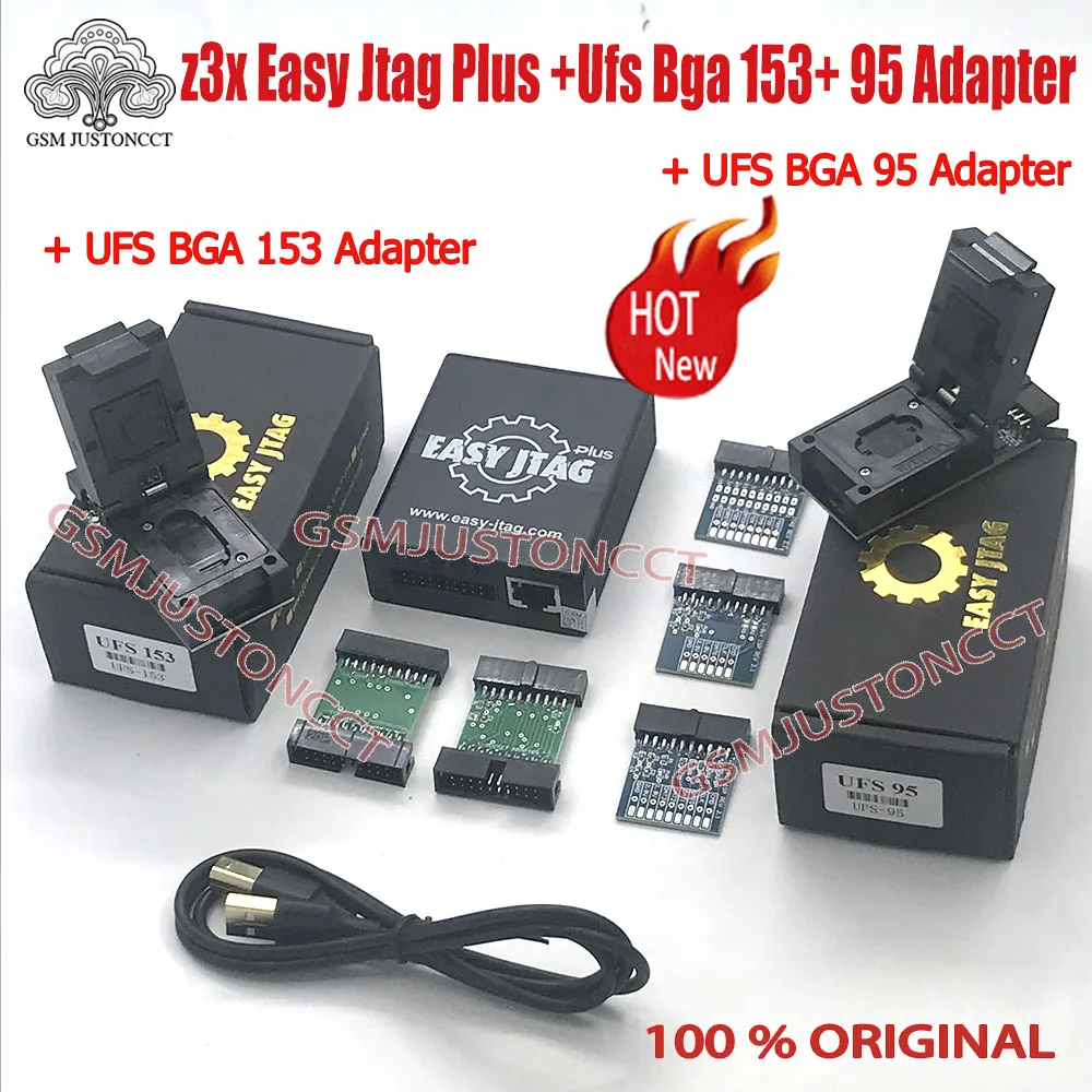 2025 Original New Z3x - Easy Jtag Plus Box With Easyjtag UFS 95 Sockets Adapter +Easyjtag UFS 153 Sockets Adapter