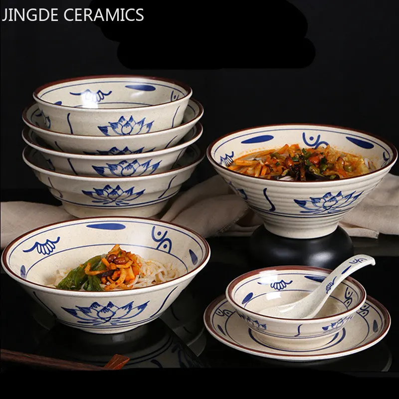 Chinese Style Melamine Tableware Ramen Bowl Commercial Use Plastic Salad Noodle Bowl Household Soup Bowl Kitchen Accessories