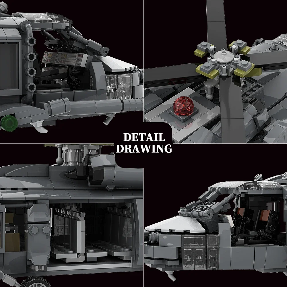 MOC เฮลิคอปเตอร์ต่อสู้ทหาร MH-60L Pave Hawk Building Block ชุดดัดแปลง Power เครื่องบินกู้ภัยอิฐของเล่นสําหรับของขวัญเด็ก