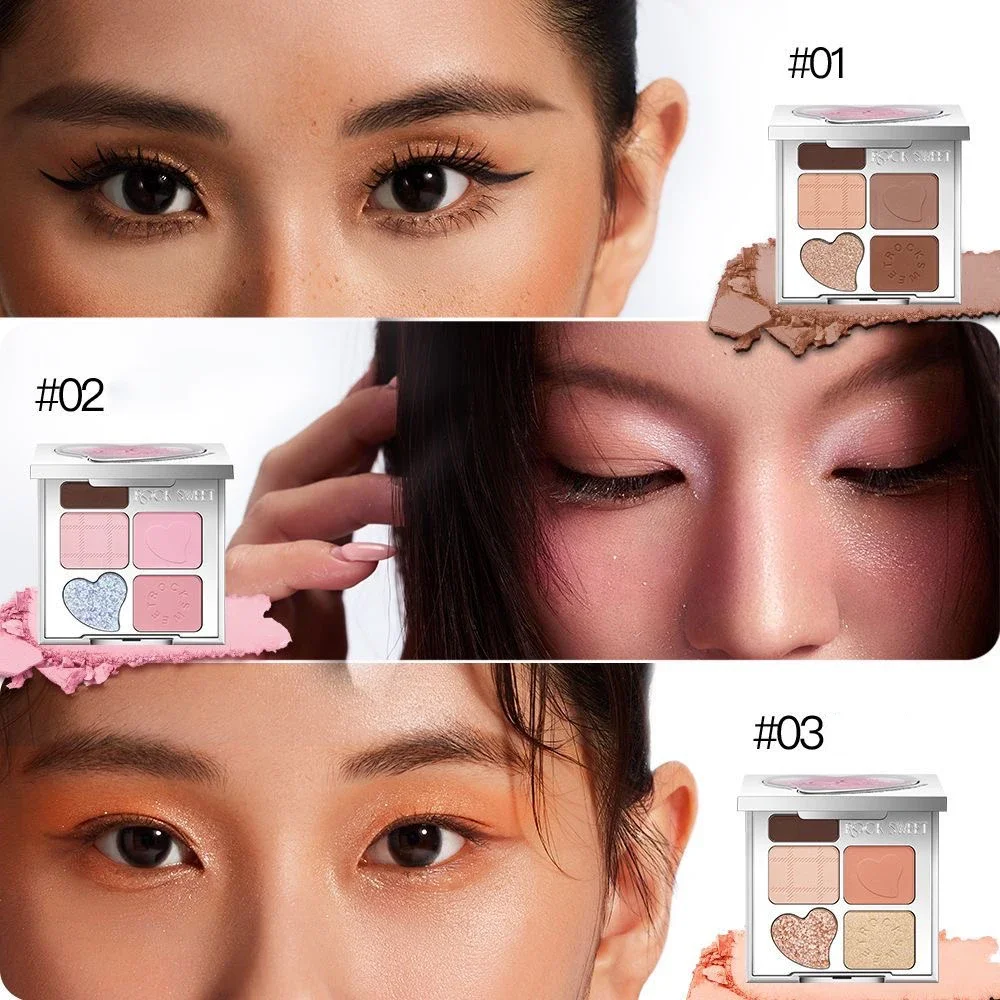 ROCK SWEET Contour Highlight Face Shimmery Five Color Eye Shadow Palette Matte Glitter Smoked Makeup Earth Color EyeShadow Blush