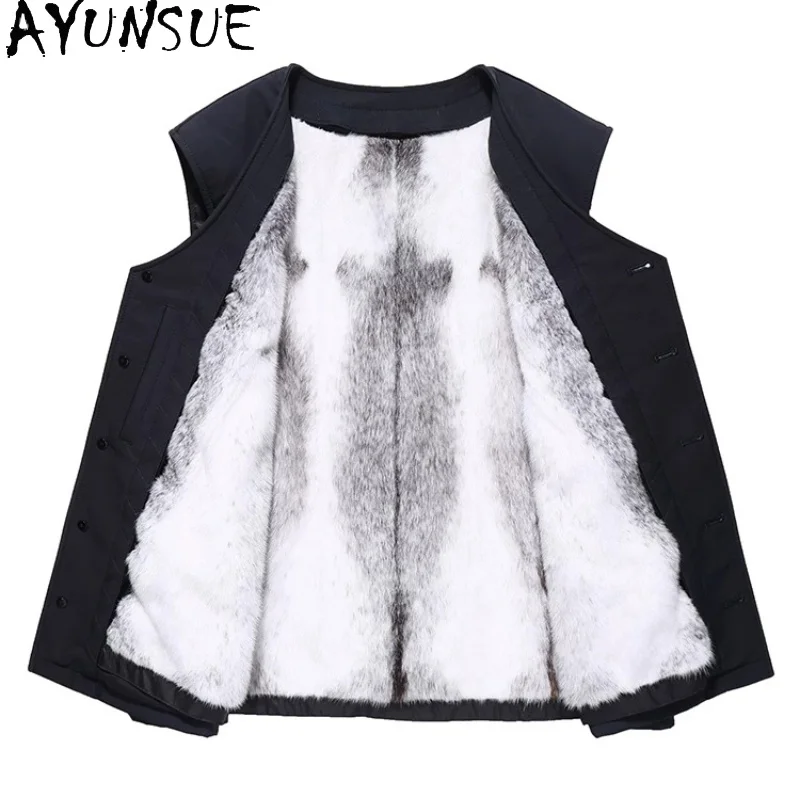 AYUNSUE Luxury Whole Mink Real Fur Vest for Man Winter Sleeveless Waistcoat High Quality Natural Fur Coat Men Warm Fur Jacket