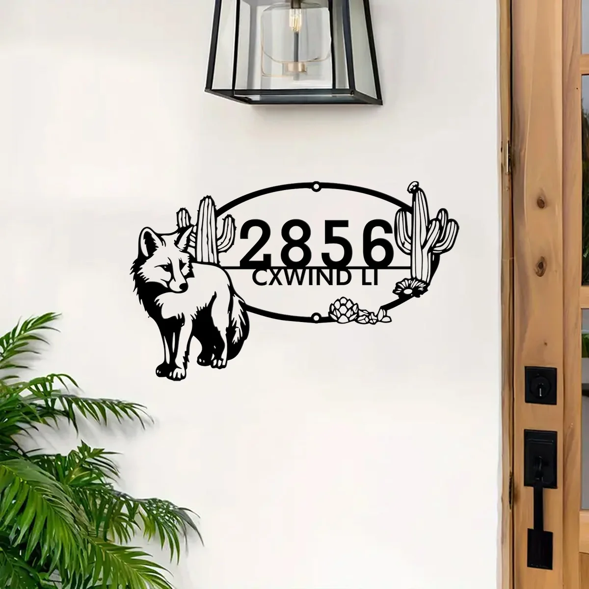 Custom Personalized Coyote House Number, Coyote Home Number Metal Wall Sign, Cactus Outdoor House Address Sign Decor