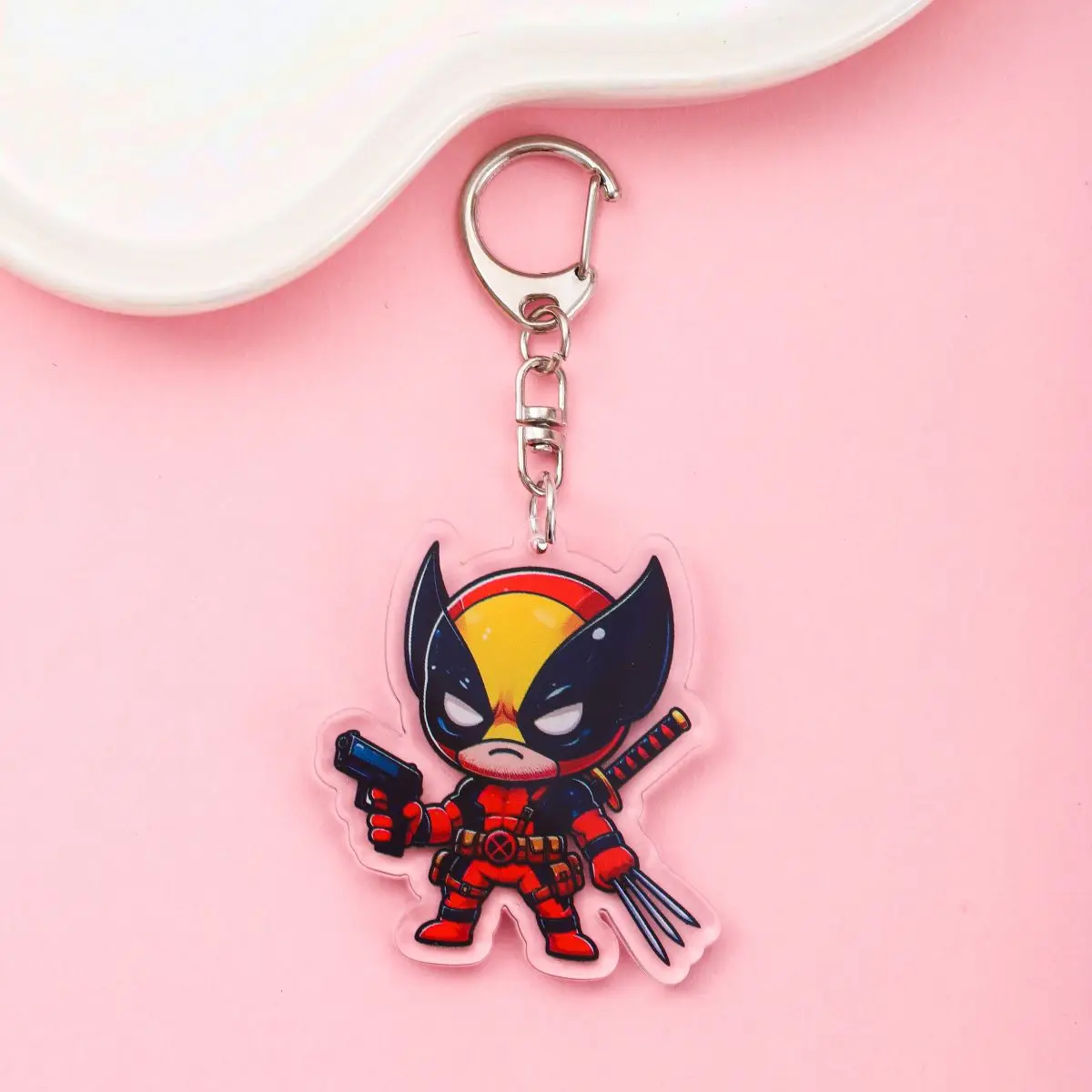 Anime Wolverine And Deadpool Acrylic keychain accessaries Cartoon Bag Pendant Gift cute bag charm Keyring Friends Gifts