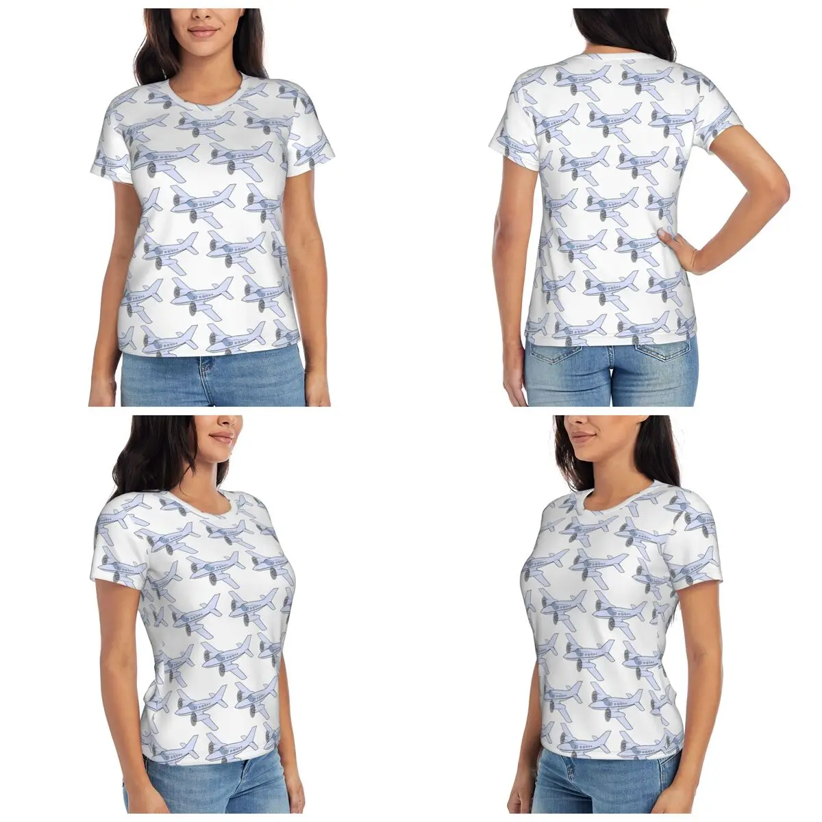 Beechcraft King Air C90 Aviation Majesty T-Shirt à manches courtes pour femmes, col rond, Streetwear, en coton, pour l'été