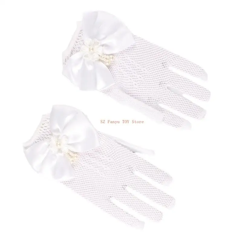 

96GC Elegant Girls Gloves Mittens For Wedding Dress And Formal Occasion White/Black