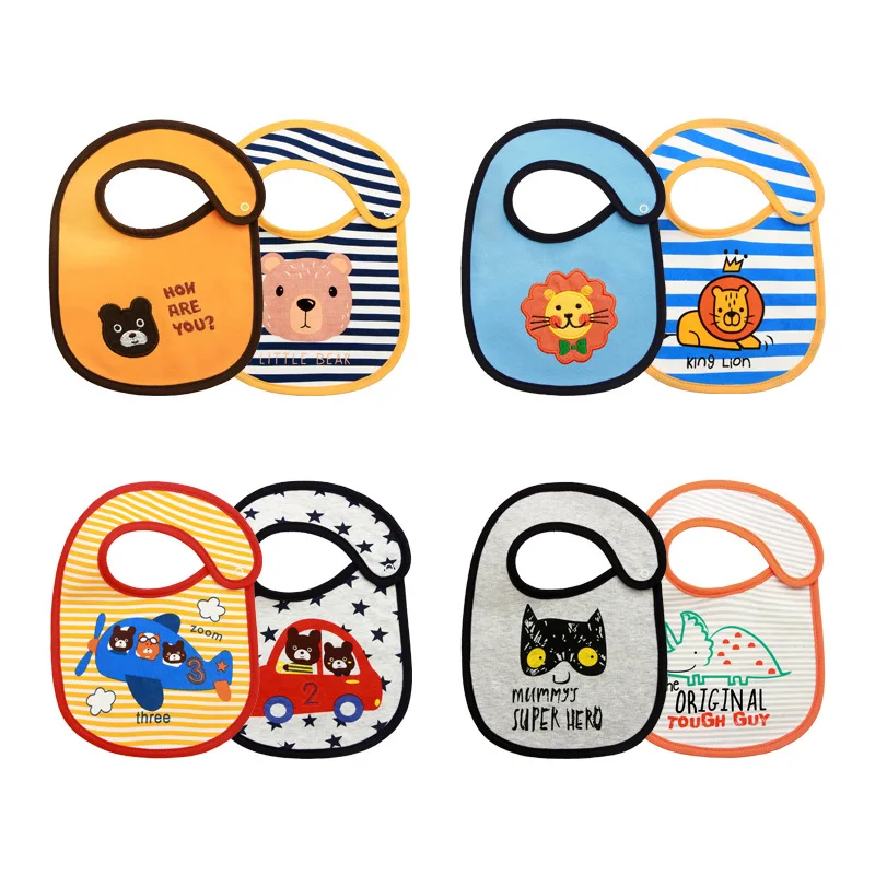 2pcs/set Cartoon Waterproof Baby Bibs Korean Style New Infant Bib Newborn Burp Cloths for Kid Boy Girl Soft Feeding Saliva Towel