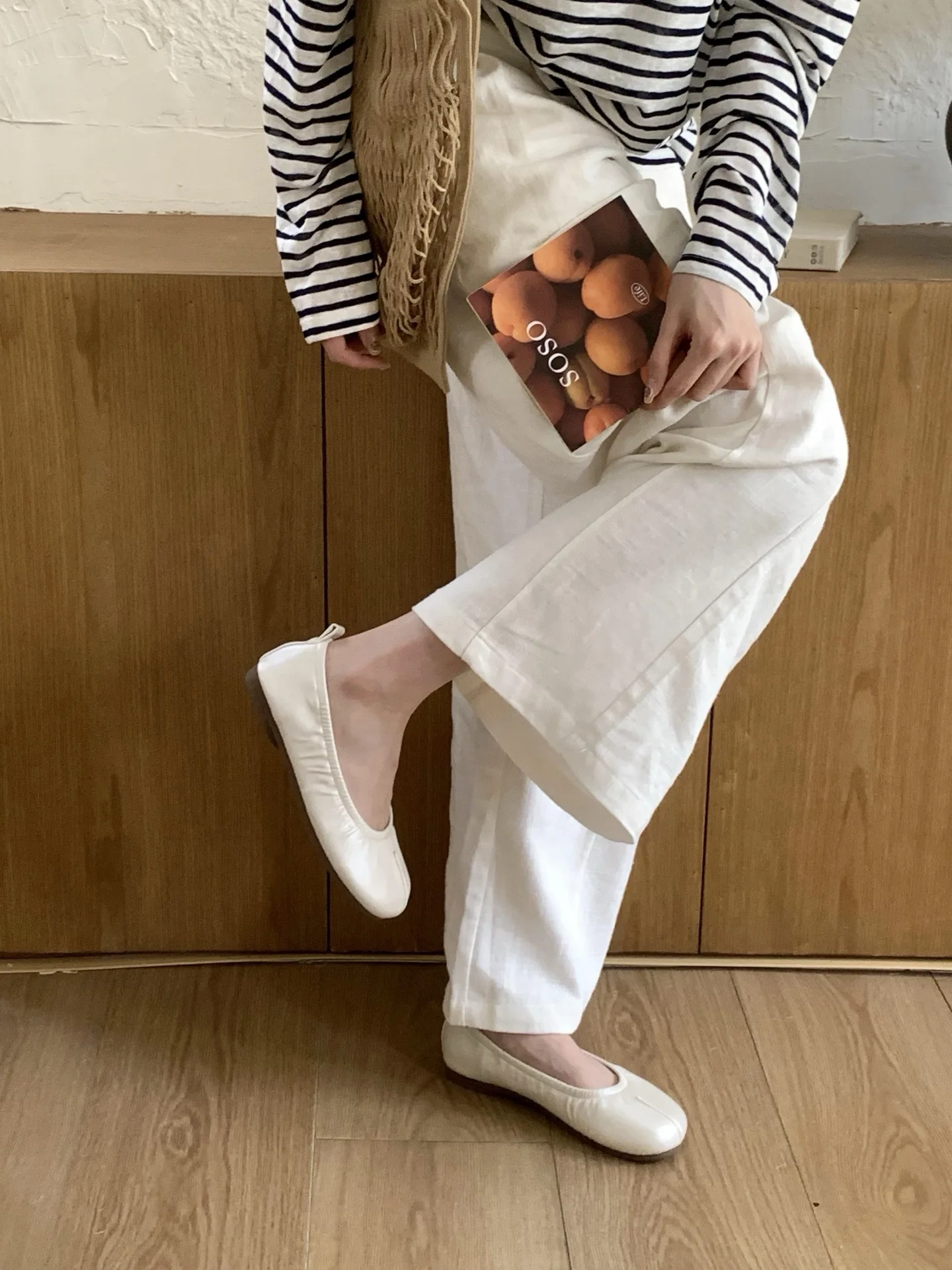 夏の新作ソフトレザーフラットシューズ-レディース-バレエシューズ-厚底インソール-滑り止め-おばあちゃん靴-おしゃれ-通勤