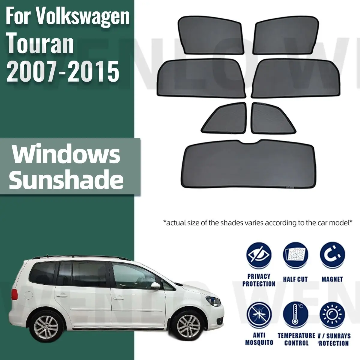 

For Volkswagen VW Touran 2007-2015 Side Window Sun Shade Visor Magnetic Car Sunshade Front Rear Windshield Frame Curtains Shield