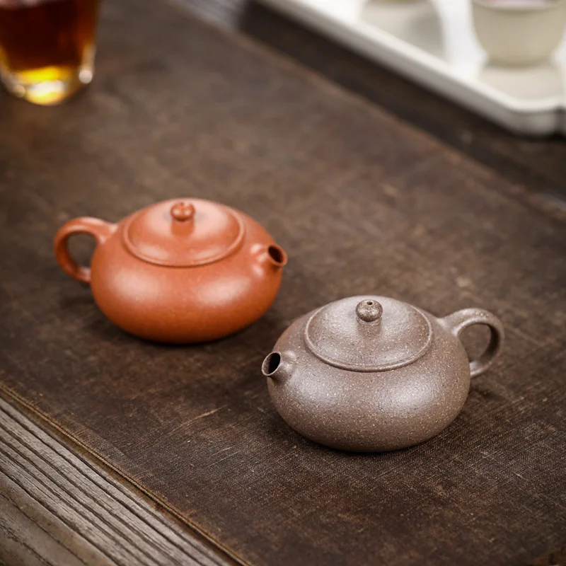 

Маленький чайник 100 мл/120 мл, горшок для чая ручной работы, чайник для чая Zisha из необработанной руды, плоский тонкий чайник Xishi