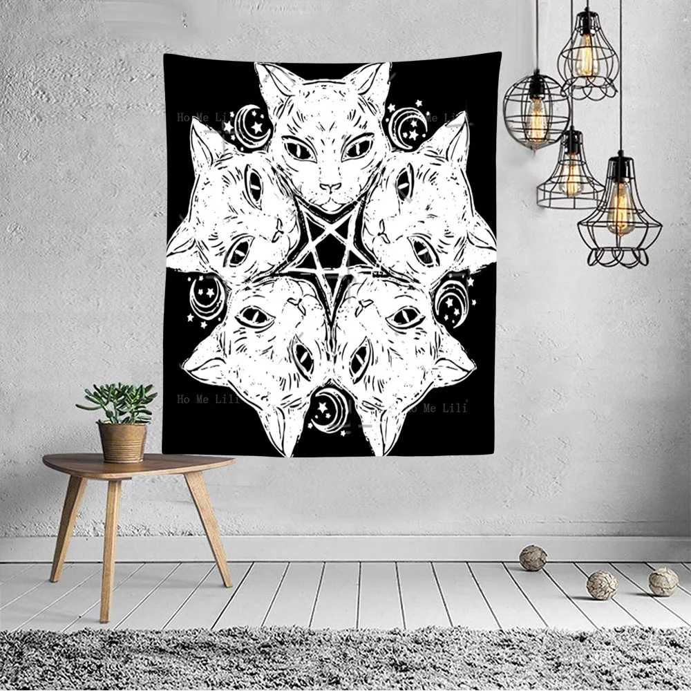 Five White Cats Form A Star With A Five Pointed Star In The Middle Tapestry By Ho Me Lili For Livingroom Decor