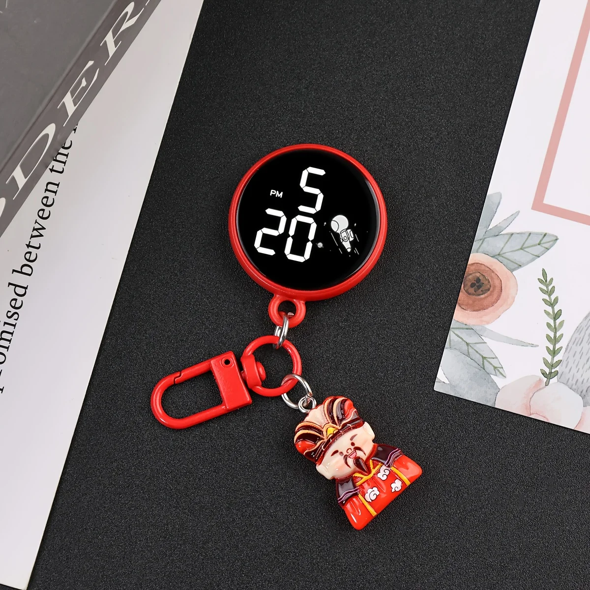 Chibi Guan Yu Lanyard Watch, Creative Chinese Style Cartoon Accessory Watch, Portable Keychain Wristwatch, Trendy and Personaliz