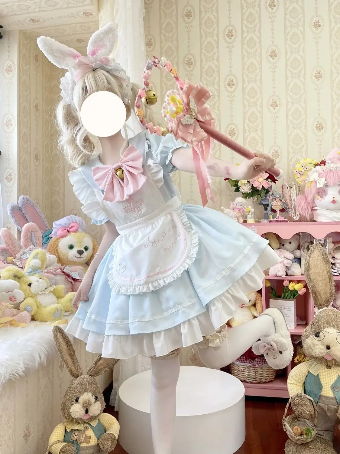 MAGOGO Sweetheart Maid Leuke Zachte Meisjes Lolita OP Mini Jurk Vrouwen Anime Cosplay Kawaii Boog Schort Korte Mouwen Prinses Jurken