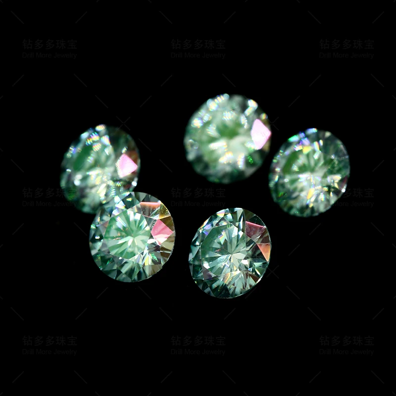 Moissanite pietra sciolta verde 6.5mm un carato rotondo classico diamante rotondo forza di taglio fornitura diretta in fabbrica all'ingrosso