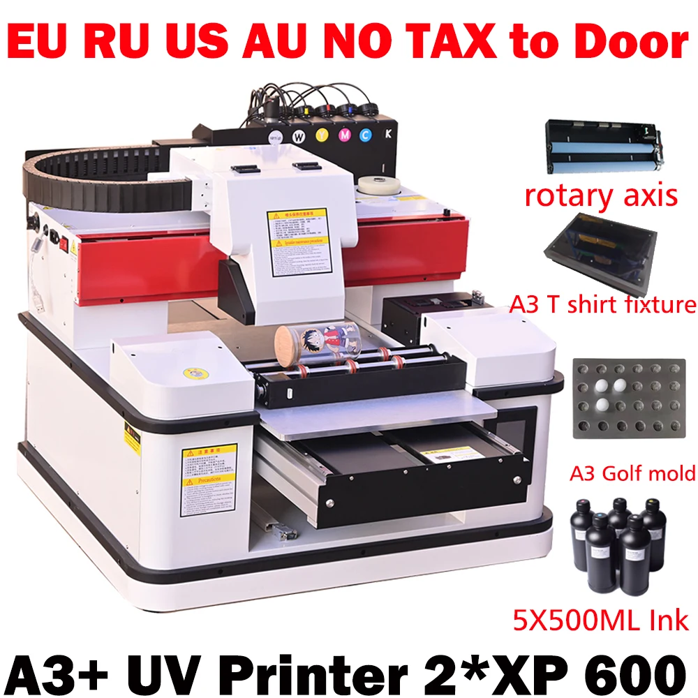 A3+ UV Printer 3360 UV Printer LED Flatbed Printer Automatic UV Print for Bottle Wood Metal Printing 2PCS Printhead DDP TO EU