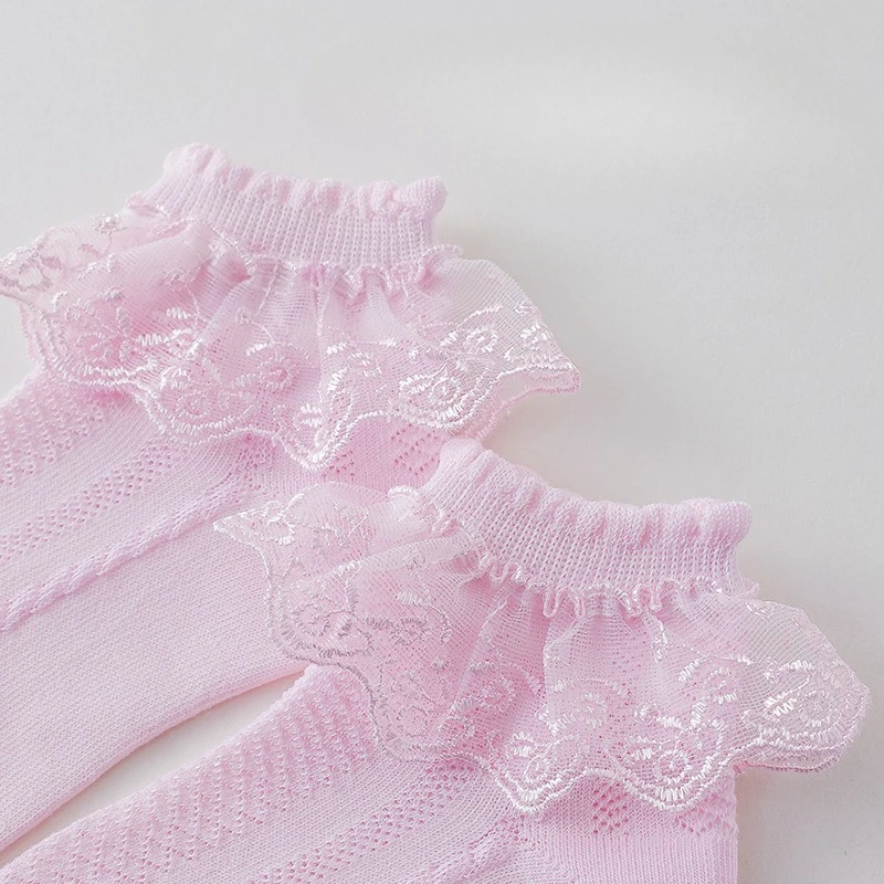 جوارب قطنية مكشكشة للفتيات قابلة للتنفس، جوارب أطفال جاهزة للرقص على طراز الأميرة الرائعة #4